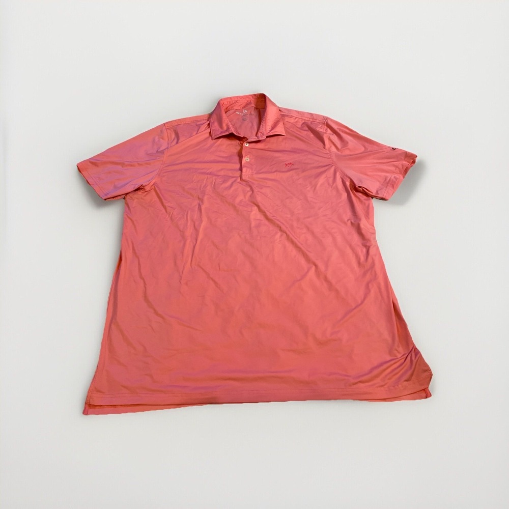 Southern Tide Men's Polo Golf Shirt‎ XXL Salmon  Simmons Bank Open Logo Sleeve